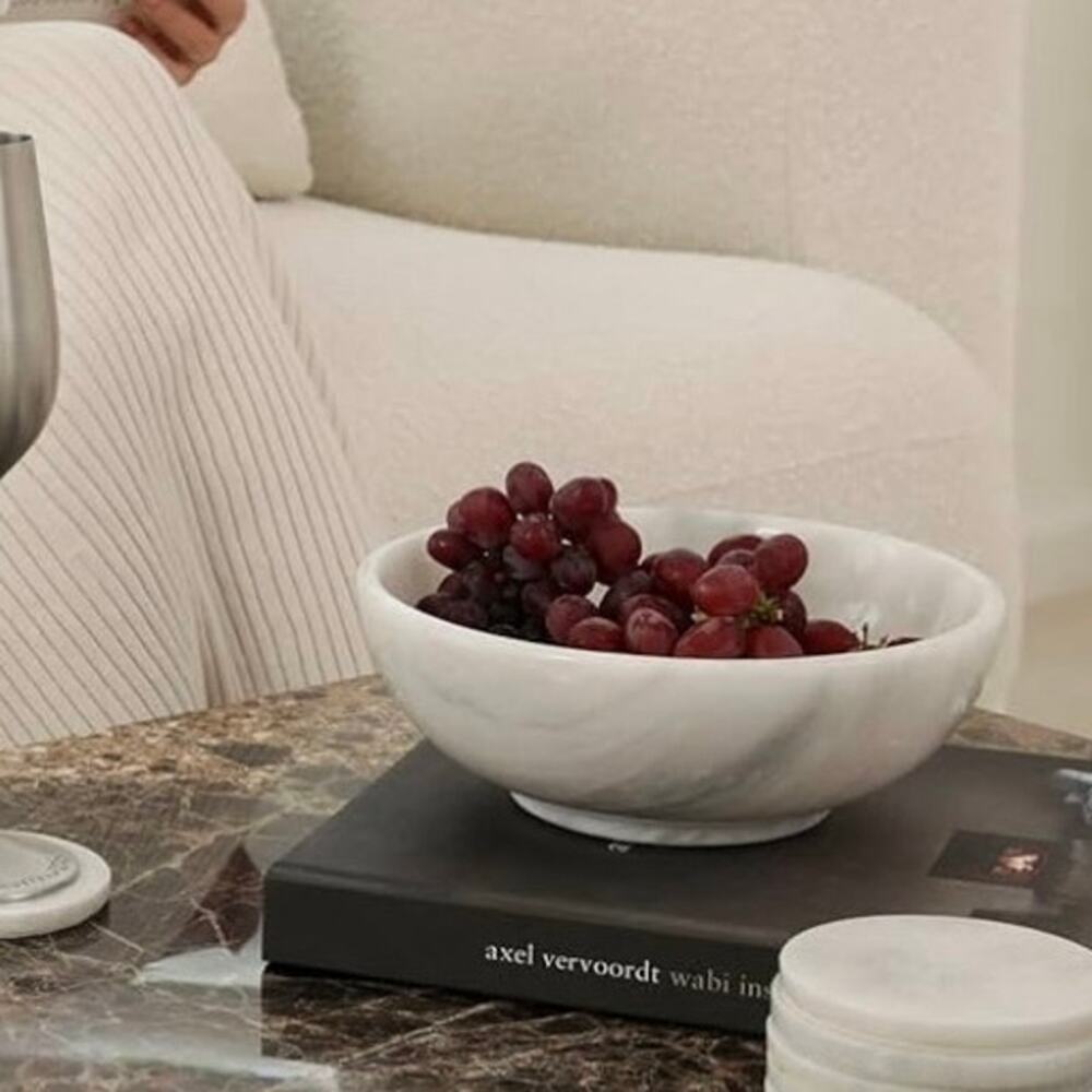Gusto Nostro NIB 8" Luxury‎ White Marble Decorative Bowl